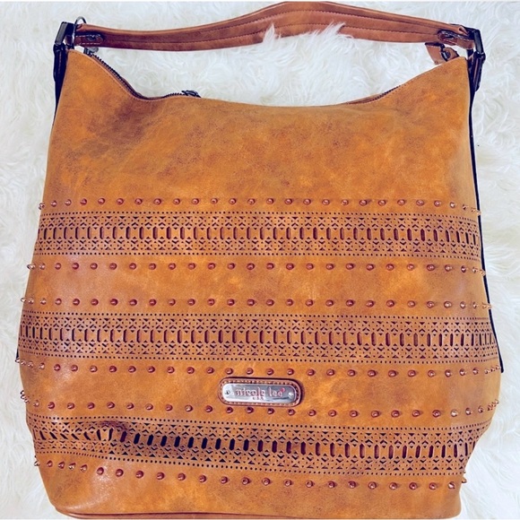 NEW | Nicole Lee | Women’s Vegan Leather Handbag Shoulder Bag Honey Brown - Picture 2 of 7